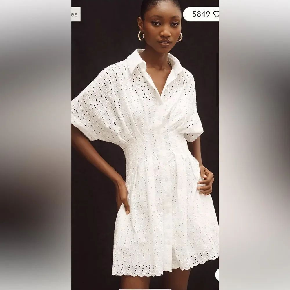 Anthropologie The Tobie EyeletβMini Shirt Dress by Exquise